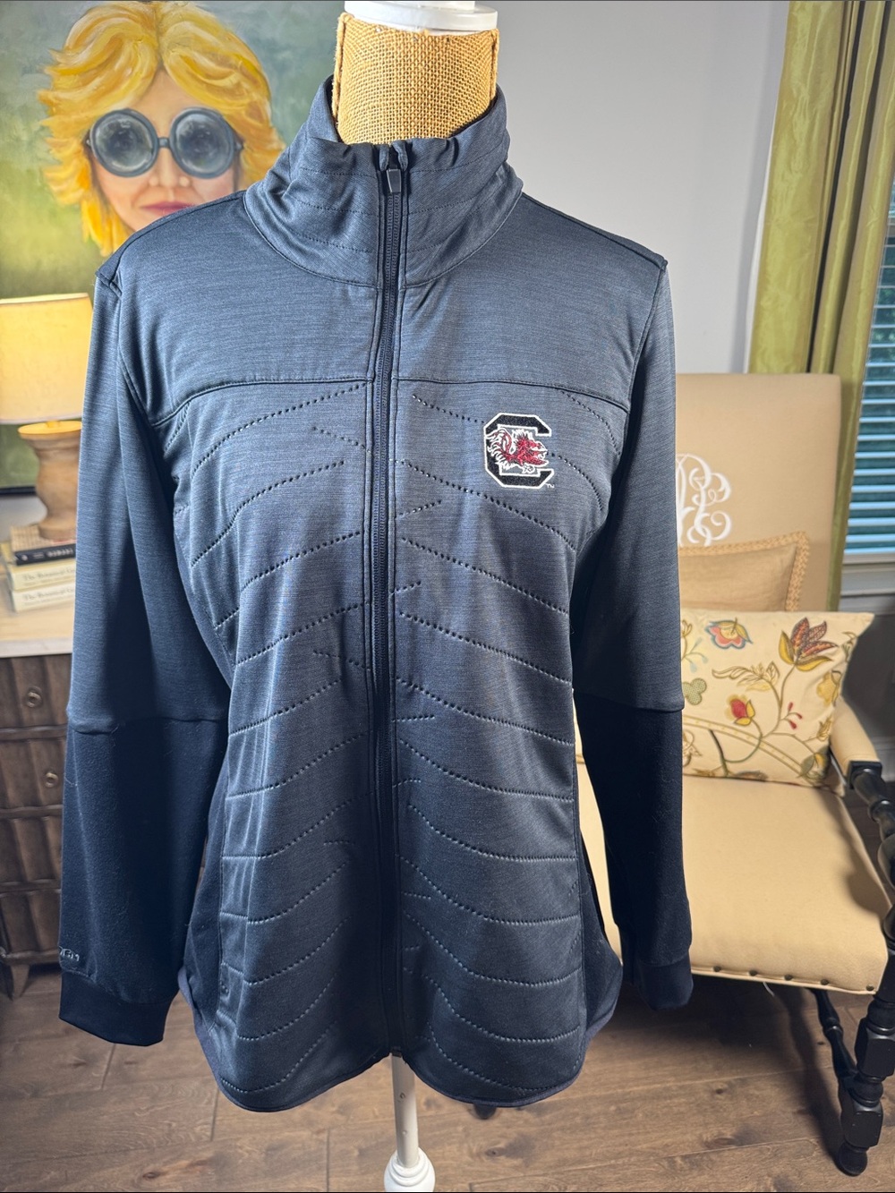 Under Armour Black Full-Zip Bomber Jacket with Team Patch XL USC